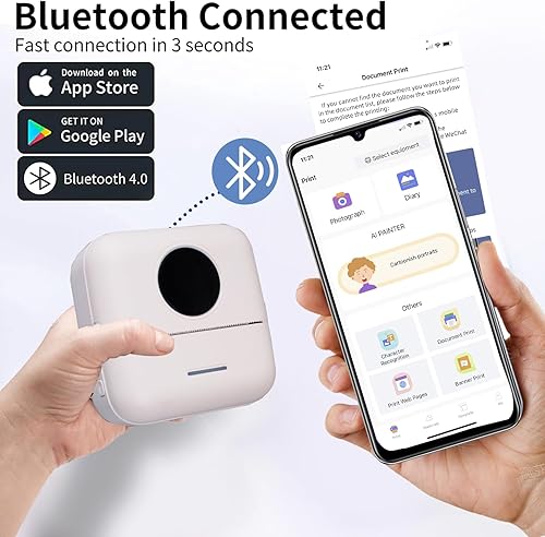 Miniatura 4 de Notebuddy - Mini impresora portátil, Bluetooth Smart Pocket Impresora térmica sin tinta con 5 rollos de papel para diario, álbum de recortes,