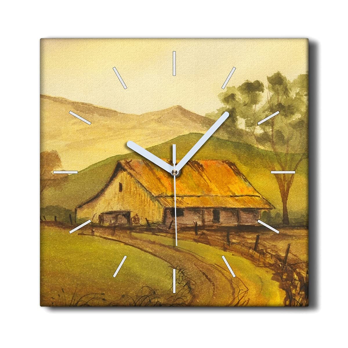 Toile Décoration Murale Horloge 30x30cm Peinture Nature Top Premium