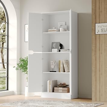 Housoul 71 Tall Kitchen Pantry Cabinet with 4 Doors, White