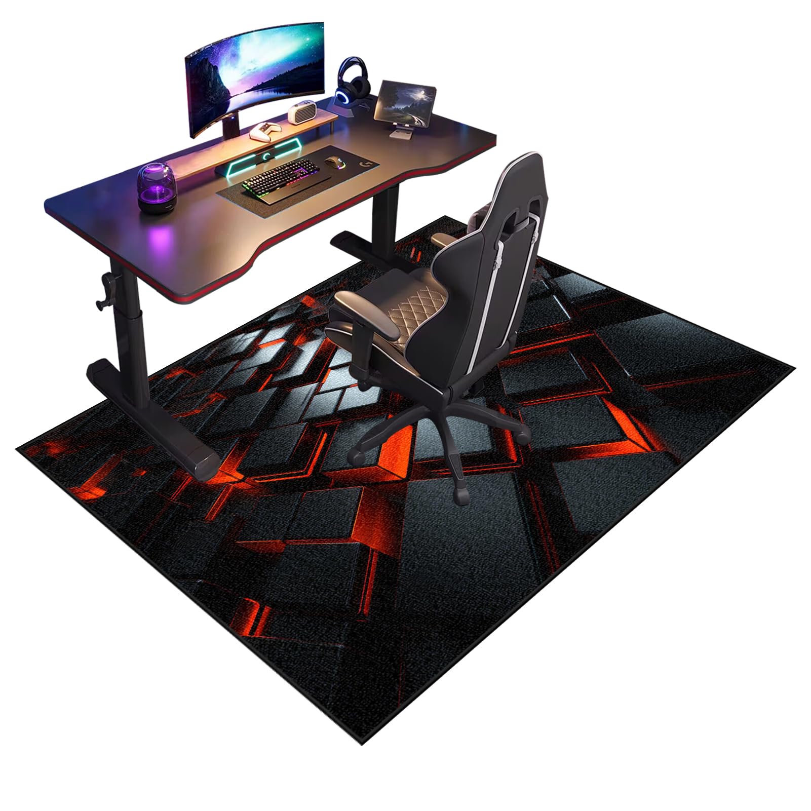 Fcenghox 612A Heavy Duty Office Gaming Chair Mats For Hardwood Floor Non-Slip Desk Chair Mat Low Pile Floor Protectors Mat For Rolling Chair Computer Chair Carpet Mat For Tile Laminate Rolling Chair 80 X 120 Cm