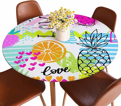 Miniatura 31 de Mantel redondo de mármol ónix con bordes elásticos, color marrón, lavable, reutilizable, para cocina, picnic, fiesta, 40-44 pulgadas Ónix