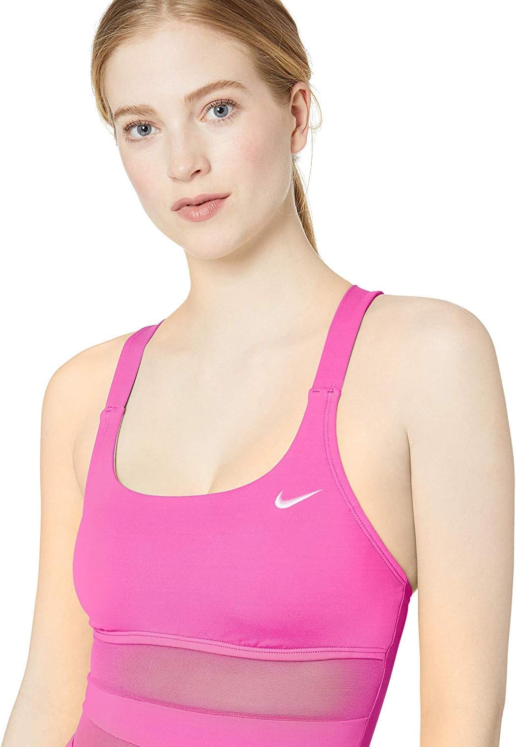 Nike Womens Mesh Solid Edge V-Back One Piece Swimsuit