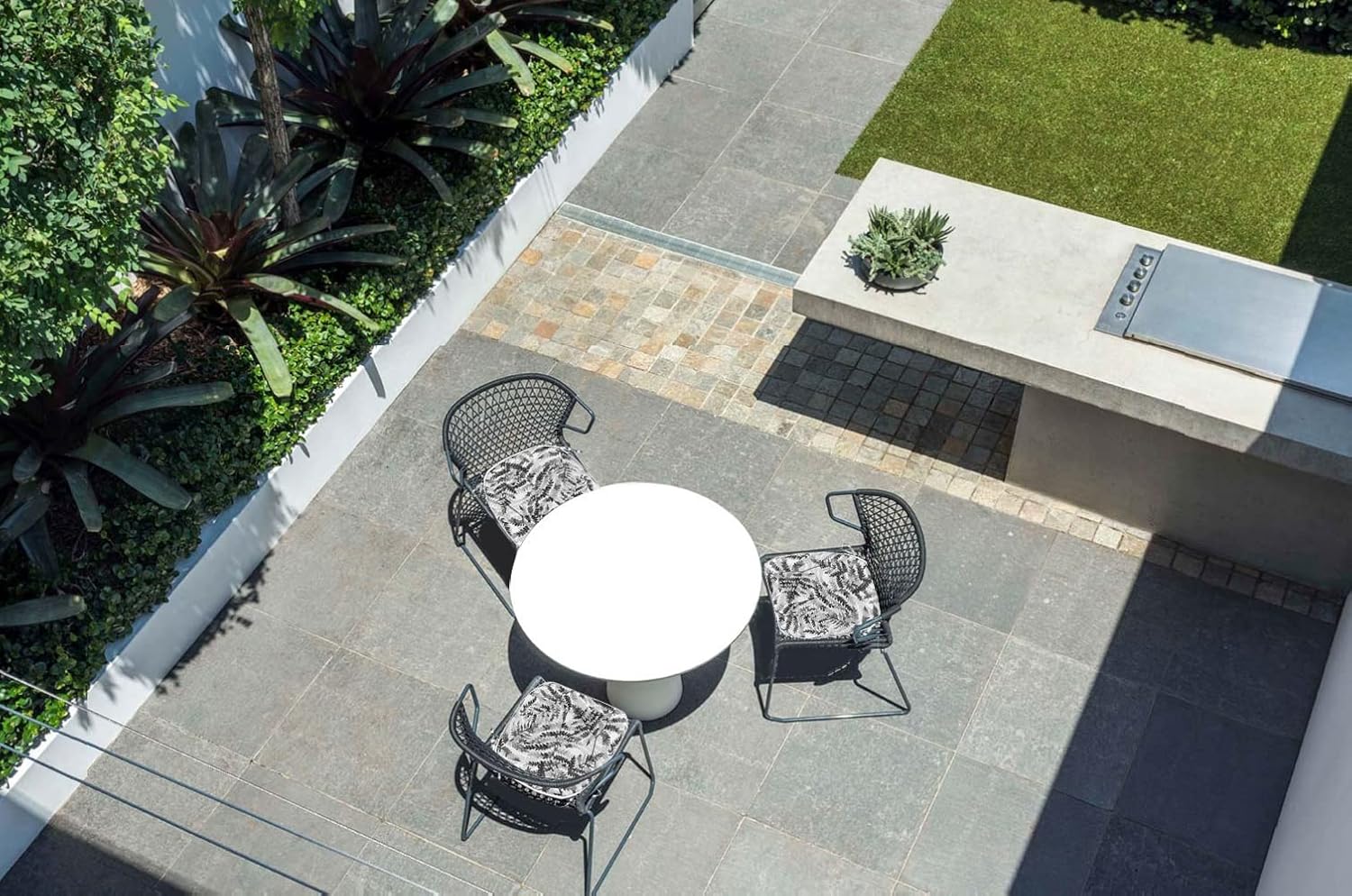 Fabritones Outdoor Seat Cushions Black Flower Set of 2 Patio Chair Cushions with Ties 16x17 Inch Square Chair Pads