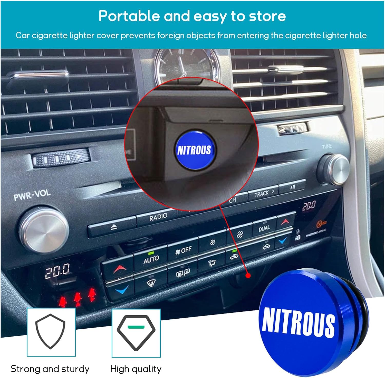 Augeny Car Cigarette Lighter Cover, Aluminum Dustproof Nitrous Button, Universal Cigarette Socket Cover Fits Most Automotive Vehicles Boats with Standard 12 Volt Power Source image 4