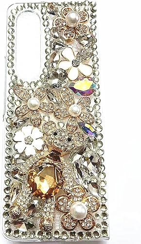 Aikukiki Funda para Galaxy Z Fold 2,3D hecha a mano de lujo con diamantes de imitación brillantes con diamantes de imitación brillantes para niñas y