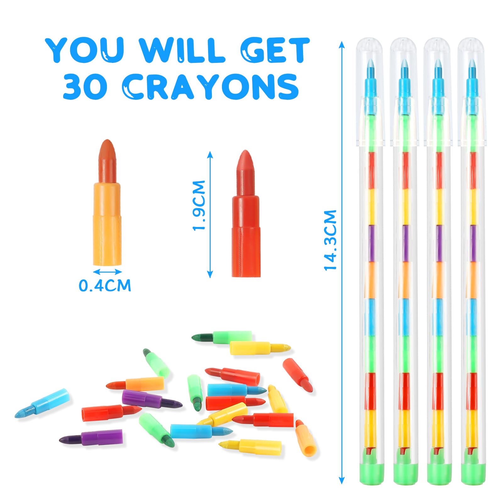 12 Crayons De Couleur Empilables NOLACE - Cire Non Toxique, Jouet De Construction, Pour Enfants