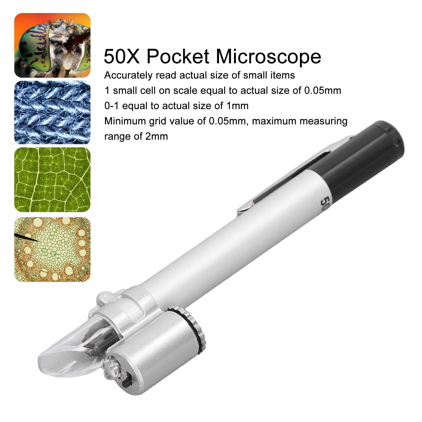 Microscopio Portatile 45x Con LED - Lente Ingrandimento Per Gioielli, Francobolli, Elettronica