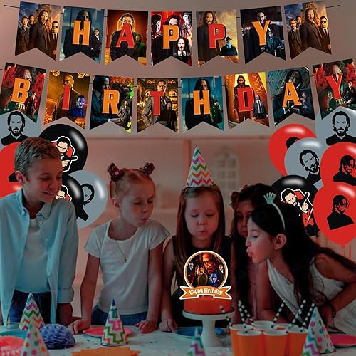Miniatura 7 de Wick of John - Decoraciones de fiesta de cumpleaños, juego de suministros para fiestas para niños con 1 guirnalda de pancarta de feliz cumpleaños,