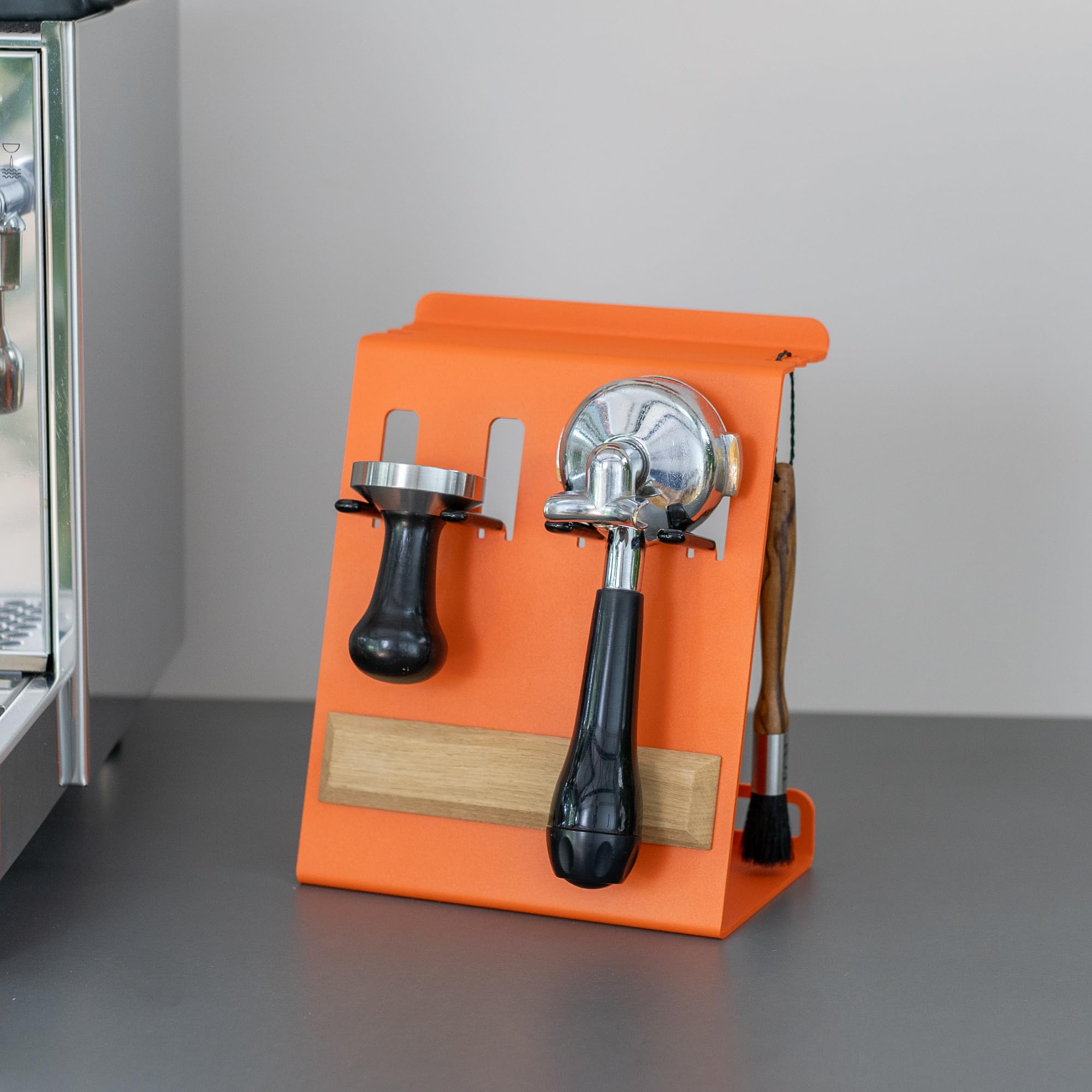 FLATE® Barista Stand Mini: Kompakte Station für Barista Zubehör mit Siebträgerhalter (Schwarz)
