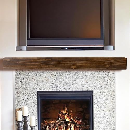 MANTELSDIRECT Estante flotante de madera para chimenea de 60 pulgadas en color moca, Austin de Mantels Direct, estante de pared rústico de madera