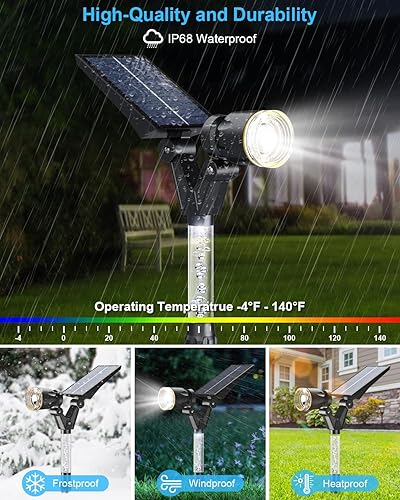 Miniatura 7 de XMCOSY+ Focos solares para exteriores, 3 modos de iluminación, luces solares ajustables todo en 1 para exteriores, impermeables, del atardecer al