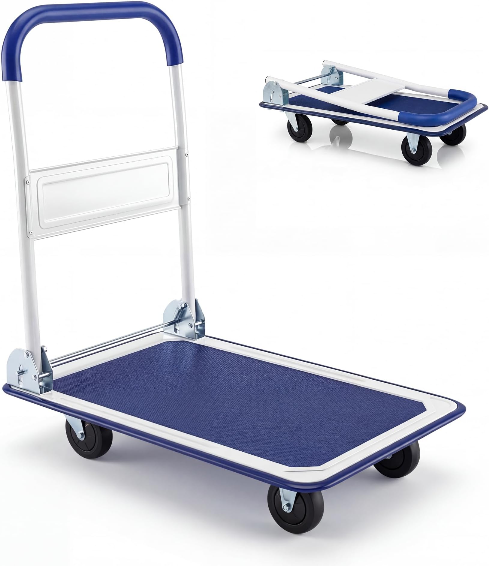 Goplus Folding Platform Cart 330LBS Rolling Flatbed Cart Hand Platform Truck Push Dolly for Loading