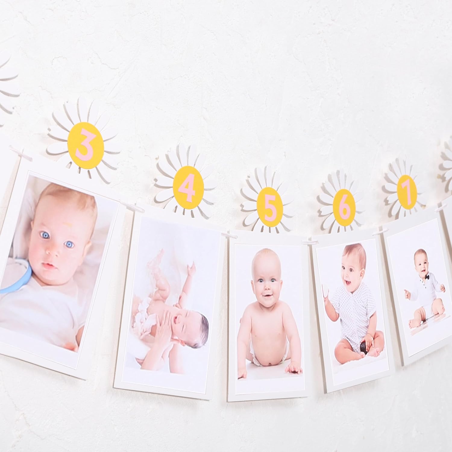 Daisy 12 Monthly Photo Banner - Daisy First Birthday Decor,Daisy Photo Banner, Groovy One Milestone Banner, One Groovy 12 Month To Newborn Banner, yellow