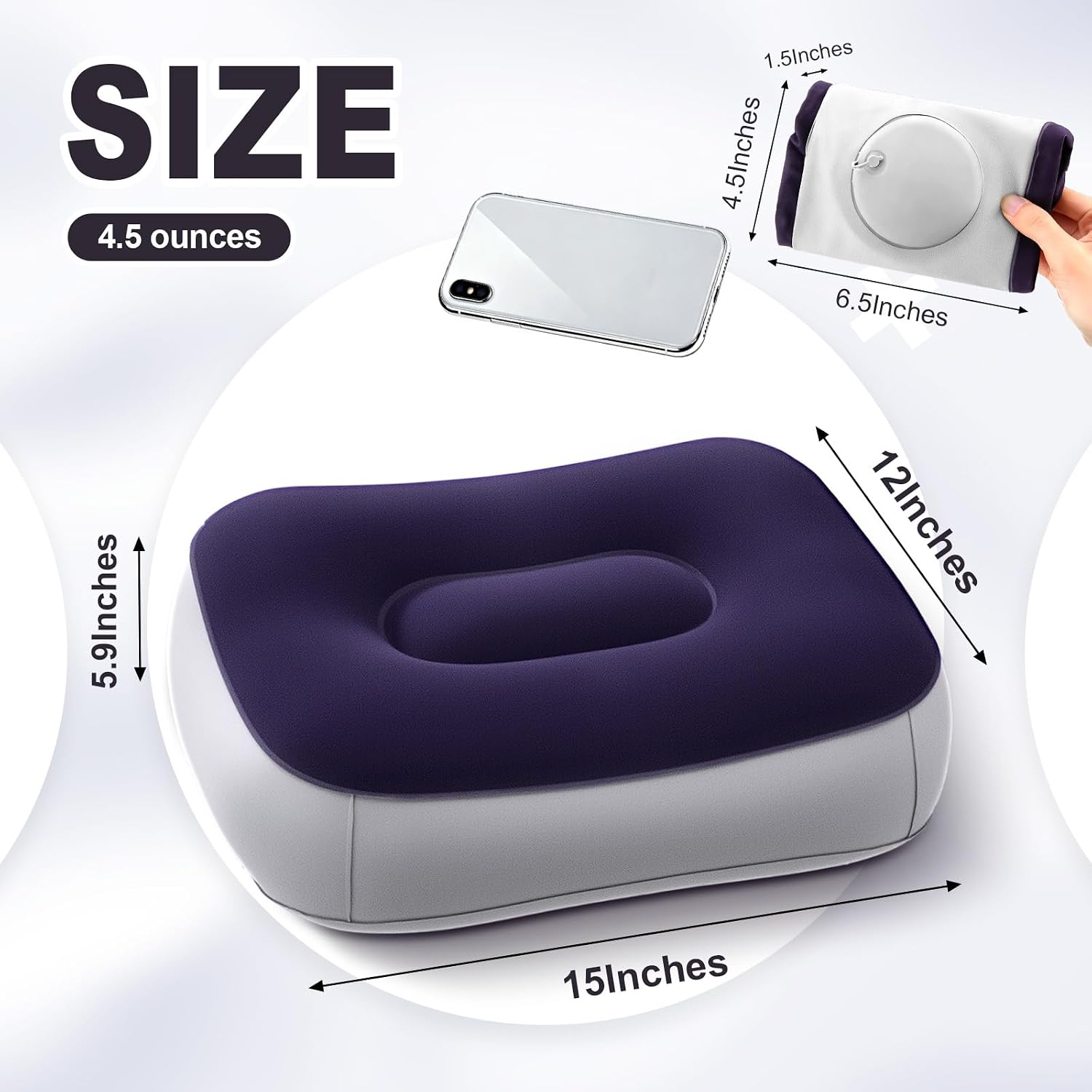 4 Pack Inflatable Stadium Seat Cushion with Built-in Pump, 15 x 12 x 5.9 Inches Self-Inflating Booster Stadium Seats Bleacher Seat Chair Cushion for Airplane Backpacking Sports Camping