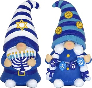 CRCZK Hanukkah Gnomes Decor, Set of 2 Chanukah Gnome Decorations with Menorah, Happy Hanukkah Gift Decorations - Jewish Gift, Jweish Holiday Party Decor