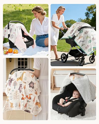 Miniatura 8 de Funda de asiento de automóvil para bebé, toldo de invierno Minky para asiento de automóvil con apertura a presión, multiusos como funda de