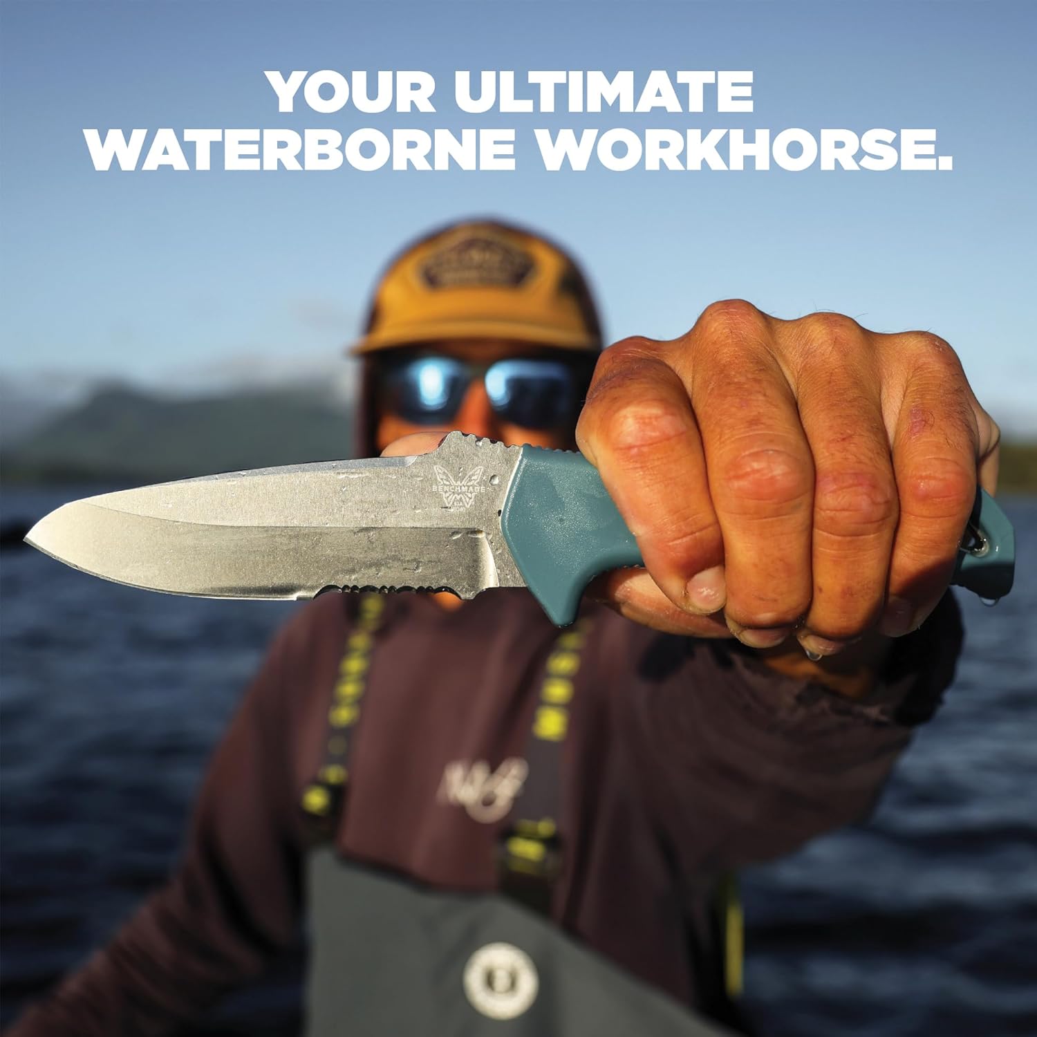 Benchmade - Undercurrent 18040S Outdoor Knife with Depth Blue Santoprene Handle (18040S)