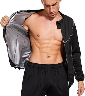 NINGMI Sauna Jacket Men Sweat Shirt Gym Workout Jacket Fitness Boxing Exercise Long Sleeve Sauna Sweat Suits