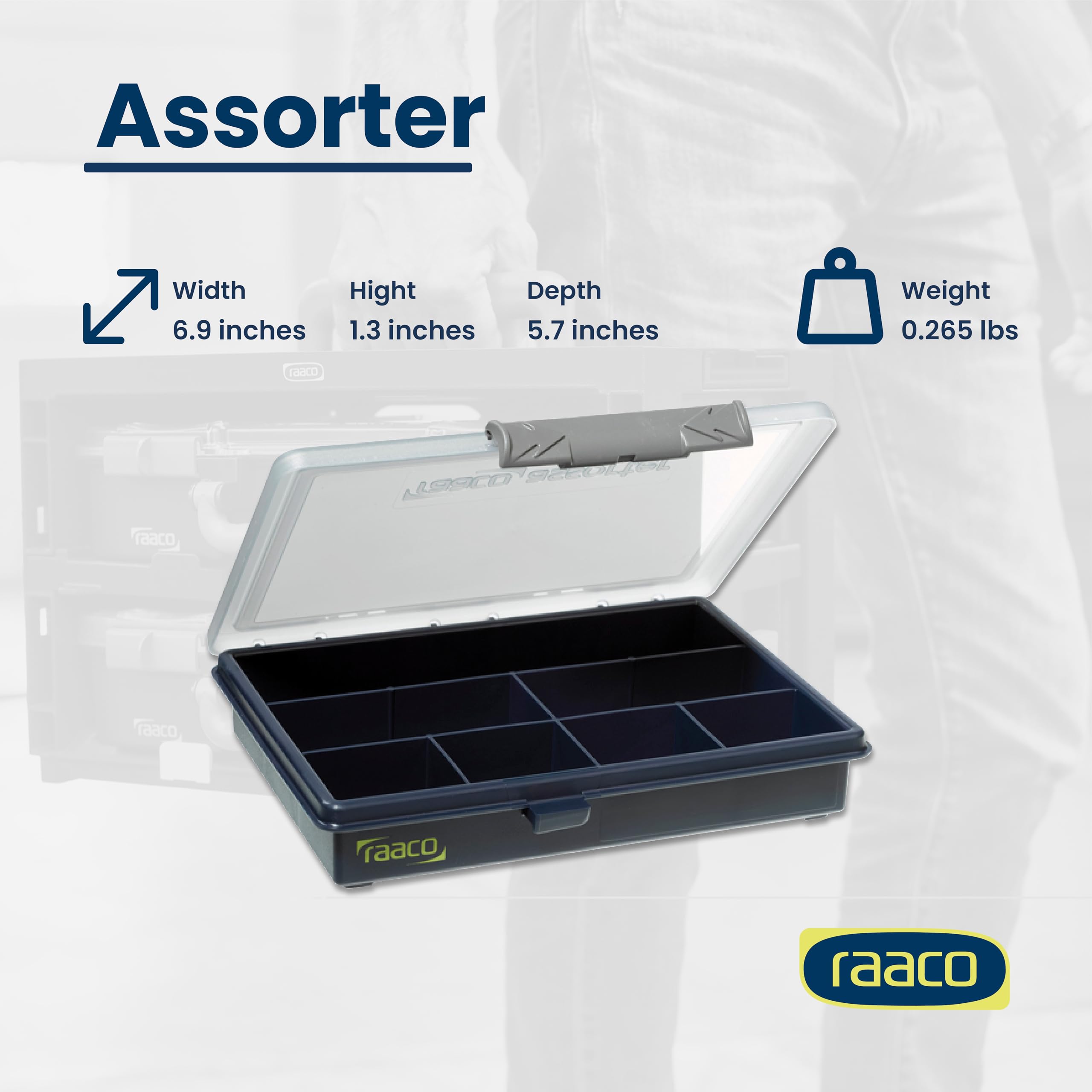 Raaco RAA136136 Organizer, Niebieski/Szary, ‎16 x 7,9 x 3,9 cm; 40,82 g