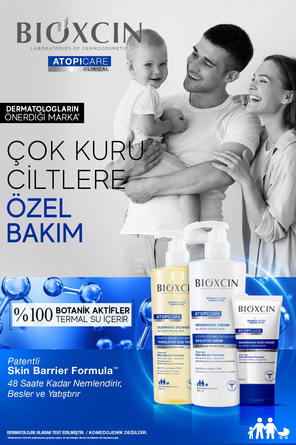 Bioxcin Atopicare Besleyici Krem – Atopiye Eğilimli ve Kuru Ciltler İçin – 500 ml – Seramid Kompleksli, Prebiyotik & Skualen İçerikli Nemlendirici Bakım Kremi