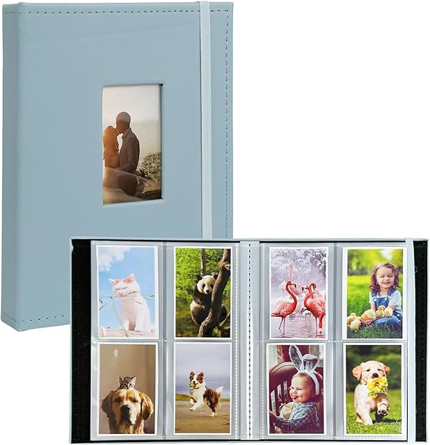 Photo Albums, 208 Pockets PU Leather Mini Album Compatible with Fujifilm Mini 7s 8 8+ 9 25 26 50s 70 90 Film, PIC-300 Z2300 Film Instant Camera, Blue