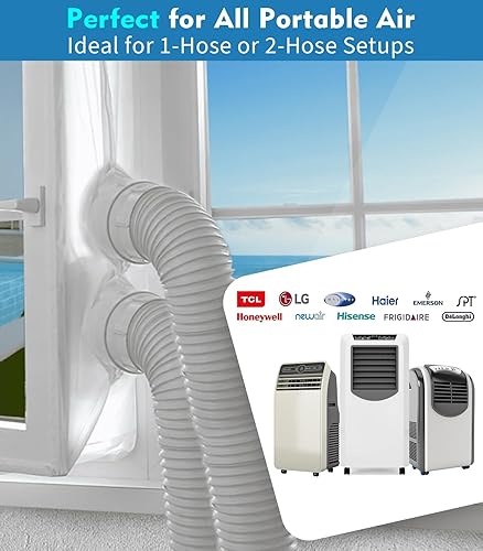 Miniatura 5 de IKSTAR Kit de sellado de ventana de CA portátil de 118.1 in para ventanas abatibles, manivelas y tragaluz - Kit de ventilación universal impermeable