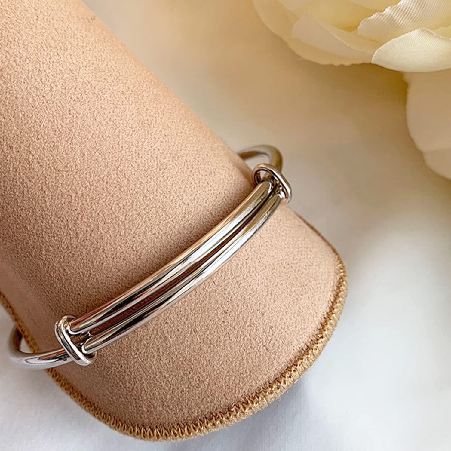 Solid 925 Sterling Silver Bracelets for Women Simple Adjustable Bangle Bracelet - Image 3