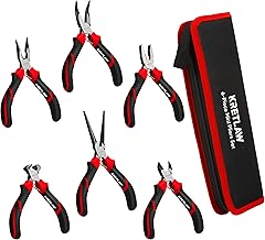 Mini Pliers Set 6Pcs - Needle Nose, Long Nose, Bent Nose, Diagonal, End Cutting and Linesman for DIY, Electronic Repairing & Jewelry with Pouch