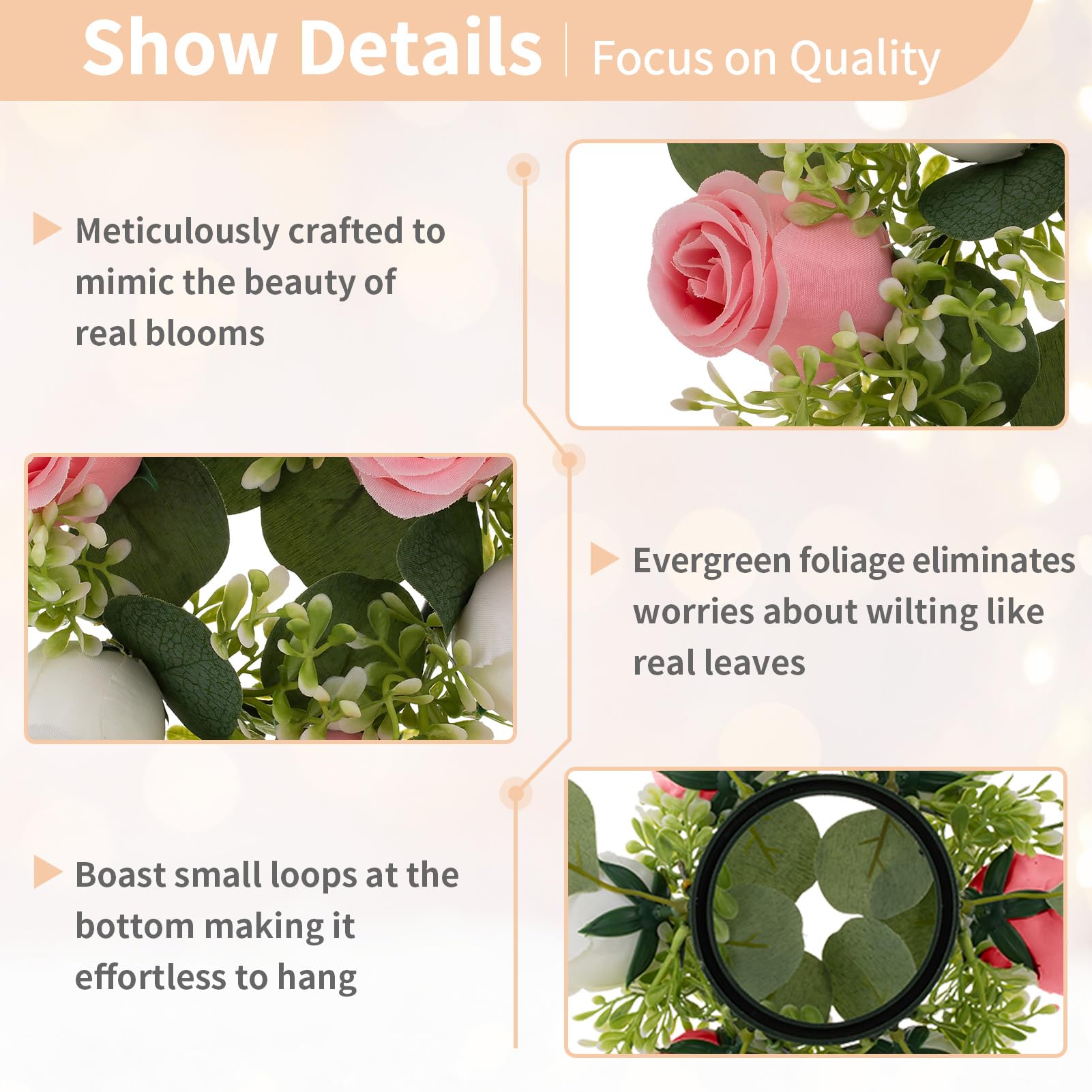 Nuptio Centrotavola Fiori Ghirlande per Decorazioni - 6 Pezzi 22cm Diametro Rosa & Bianco Piccole Rose Matrimonio Fiore Artificiale per DIY Matrimoni Cerimonia Anniversario Festa Casa