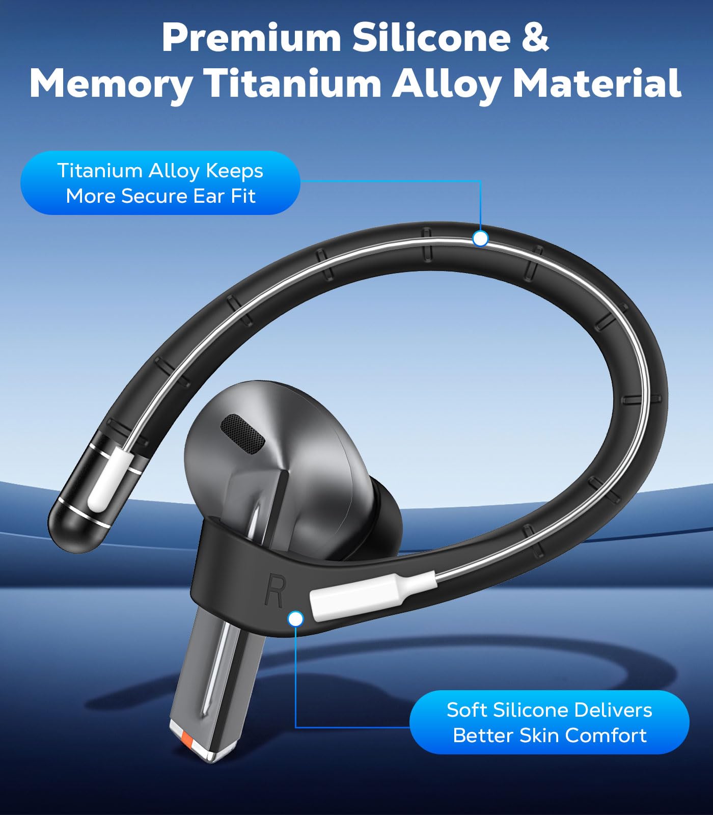 MoKo Ear Hooks for Samsung Galaxy Buds 3 Pro/Galaxy Buds 3 FE/Galaxy Buds 3, Non-Slip Memory Titanium Alloy Ear Hooks Accessories with Lanyard, Sports Anti-Lost, Comfortable Secure Fit, Black
