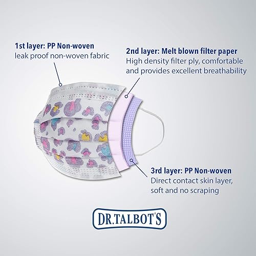 Miniatura 3 de Dr Talbots Mascarilla desechable para niños para la salud personal niñas de 2 a 5 años las impresiones pueden variar 10 unidades