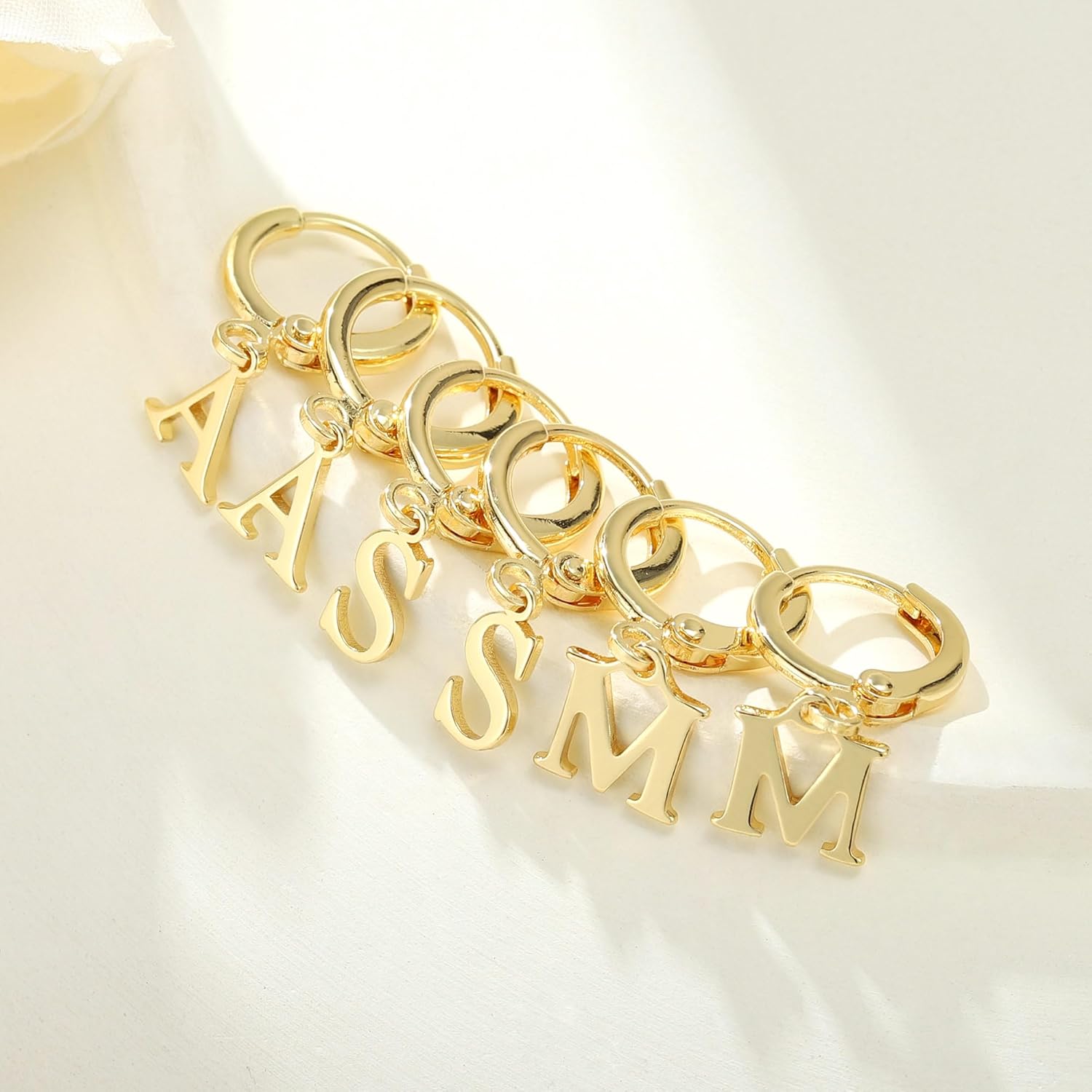 IEFWELL Earring for Teen Girls - Initial Hoop Earrings, Hypoallergenic 14K Gold Plated Huggie Hoop Earring, Dangle Earrings for Women Girls Jewelry Gifts for Women Mom - Image 6