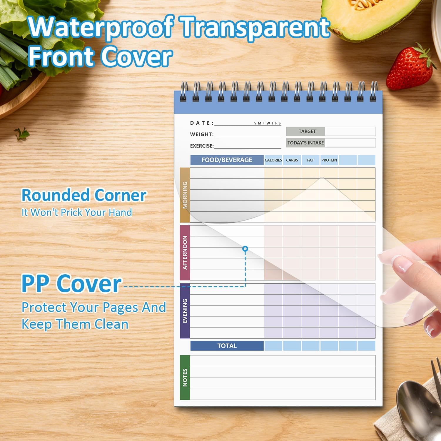 2 Pack Food Journal Diary, 52 Pages Double-Sided Spiral Bound Food Log – Daily Nutrition Tracker for Protein, Calories, Carbs, Fat for Healthy Eating & Weight Loss image 3