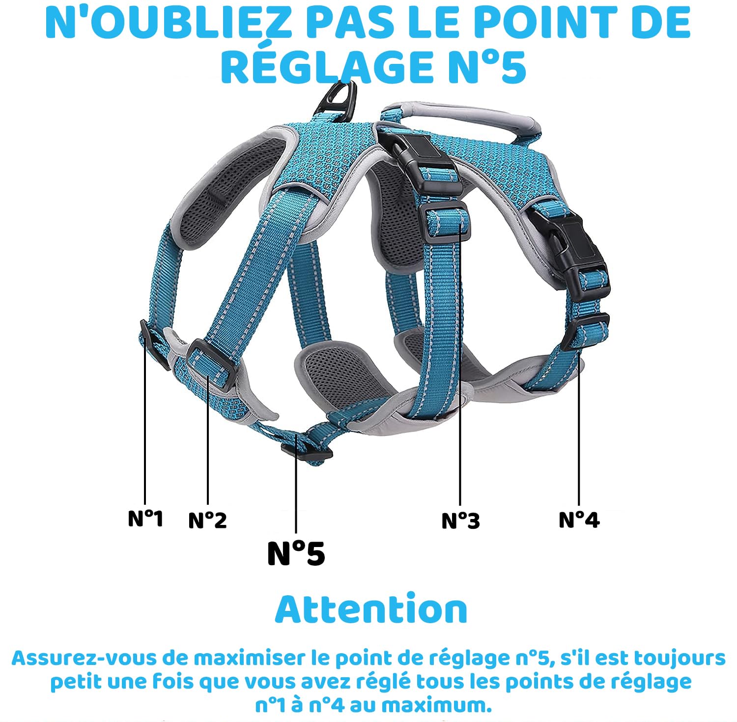 Harnais de Soutien Multi-Usage pour Chien, Anti-Fuite, Gilet réfléchissant réglable avec poignée Durable, Harnais de Promenade pour Chiens de Grande Taille (Bleu, XL)
