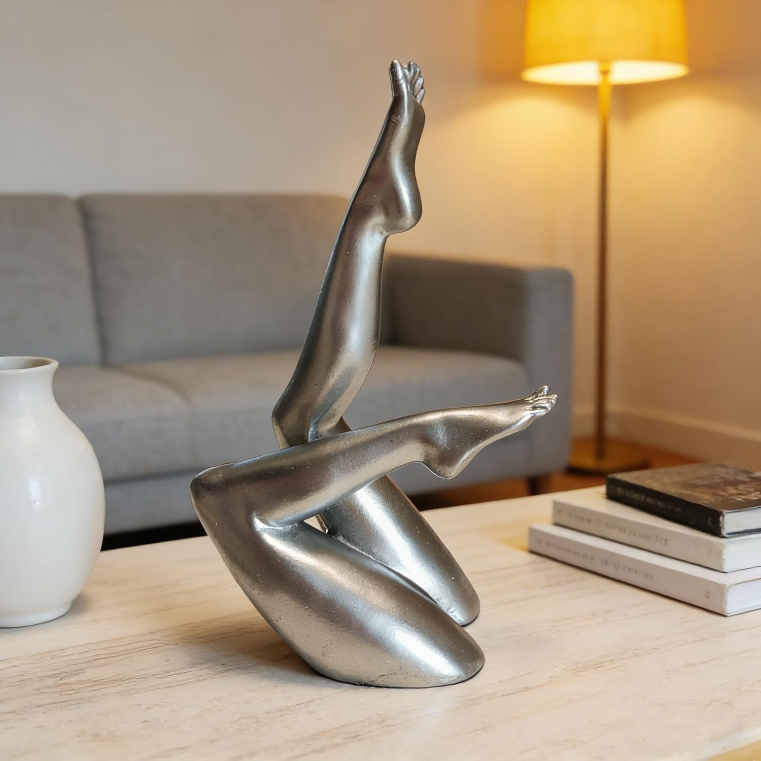 Elegant Legs Statues Living Room, Gold Home Decor, Maximalist Decor for Bedroom Office Desk Bookshelf Coffee Table Home Decorations (Silver)