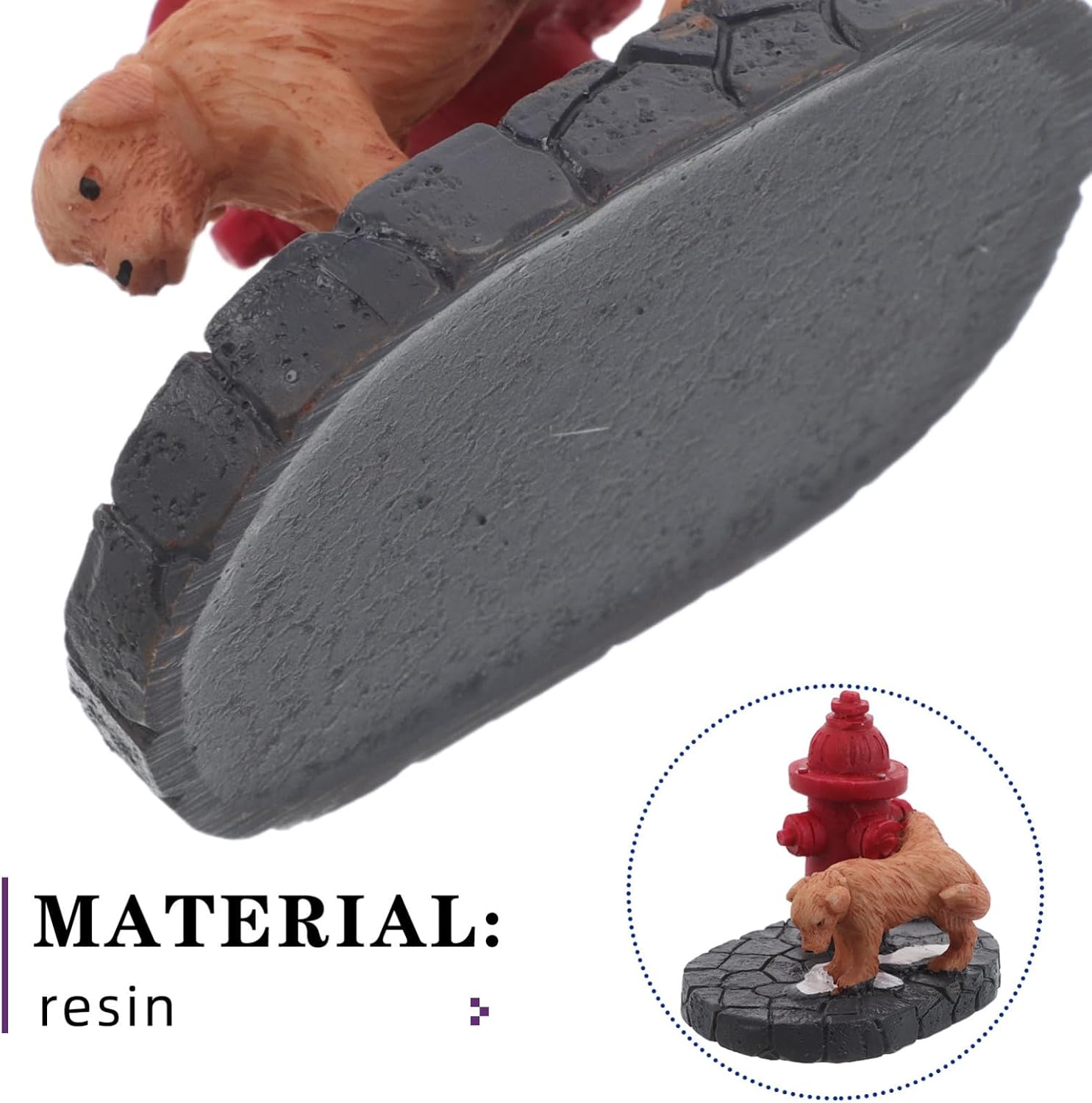 Whimsical Resin Peeling Dog Figurine with Fire Hydrant Statue image 3