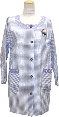 Amazon Co Jp スモック 小花 ギンガム 前開き シュガースマイルマム ブルー b 服 ファッション小物