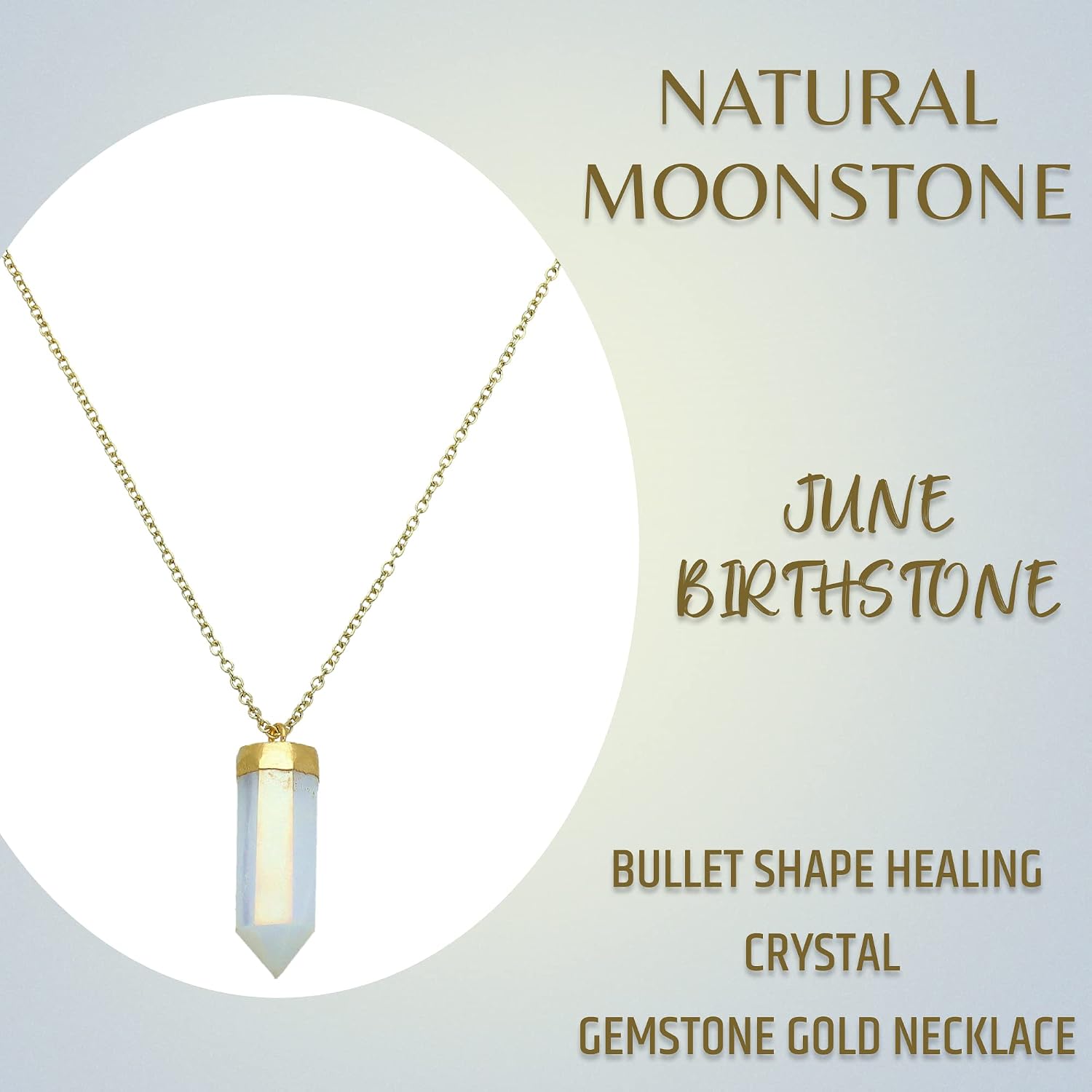 Moonstone Necklace for Women, Premium Gold Bullet Necklaces for Women - Tarnish Free 18K Gold Vermeil Certified S925 Gold Jewelry for Women - Mothers Day Gifts for Mom Wife
