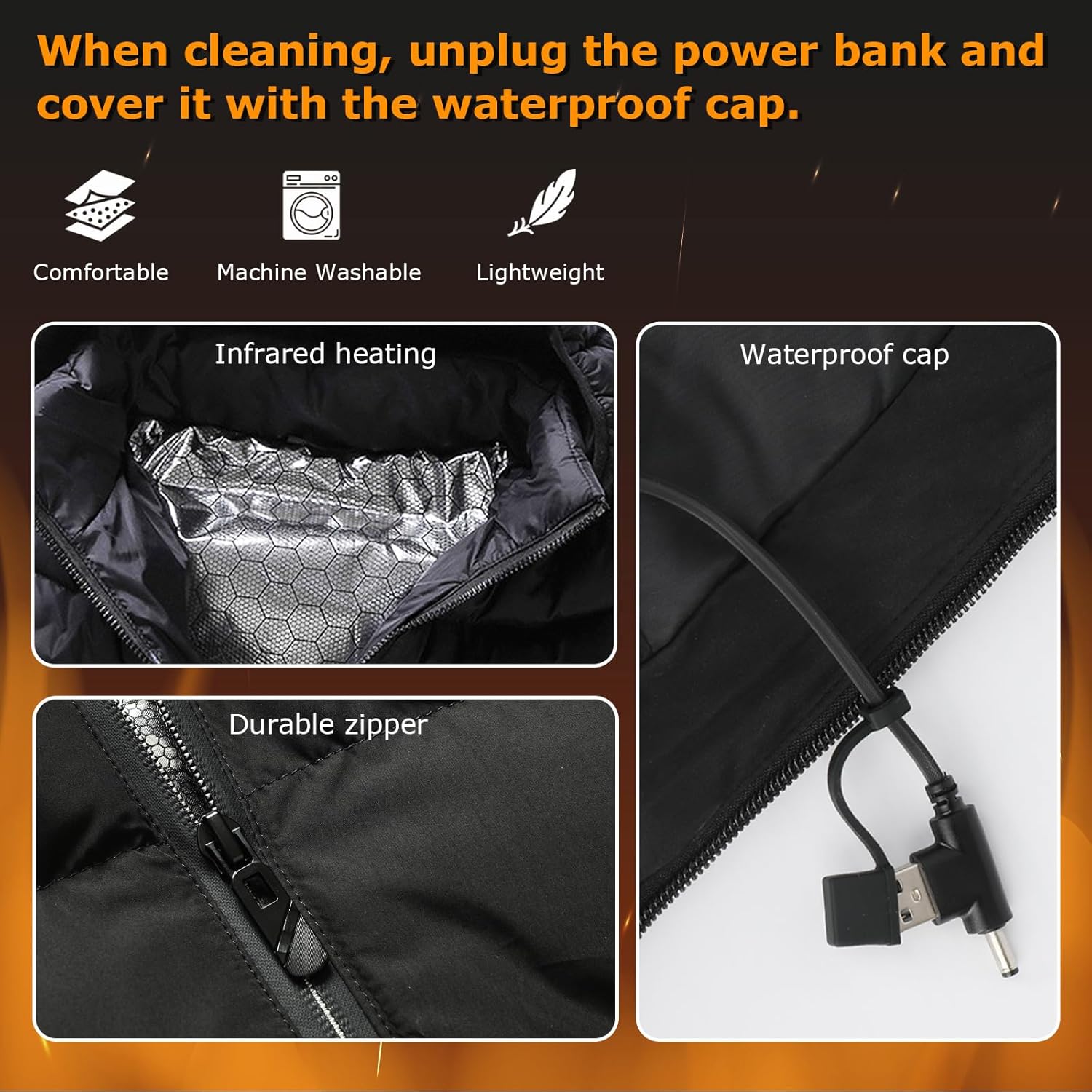 Heated Vest, 23 Heating Zones, Men's Heated Vest with 20000mah 7.4V Battery Pack, Washable, Rechargeable