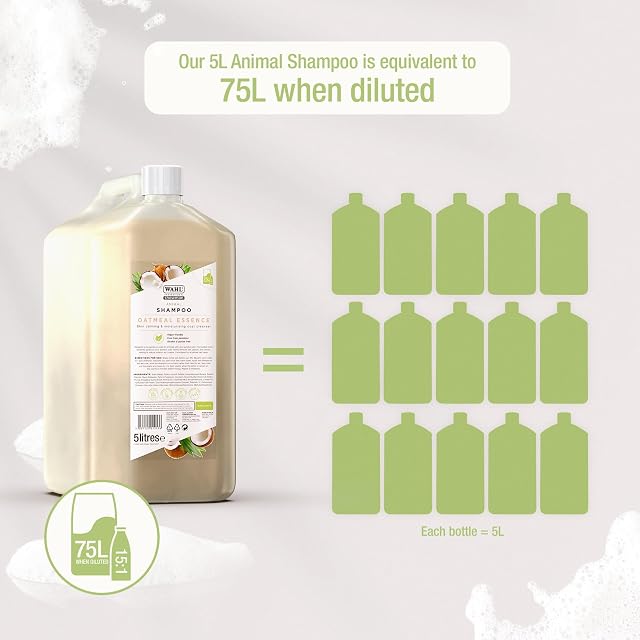 Foto 2 de 8 de Wahl Oatmeal Essence Champú Piel Sensible para Mascotas, Concentrado 5L