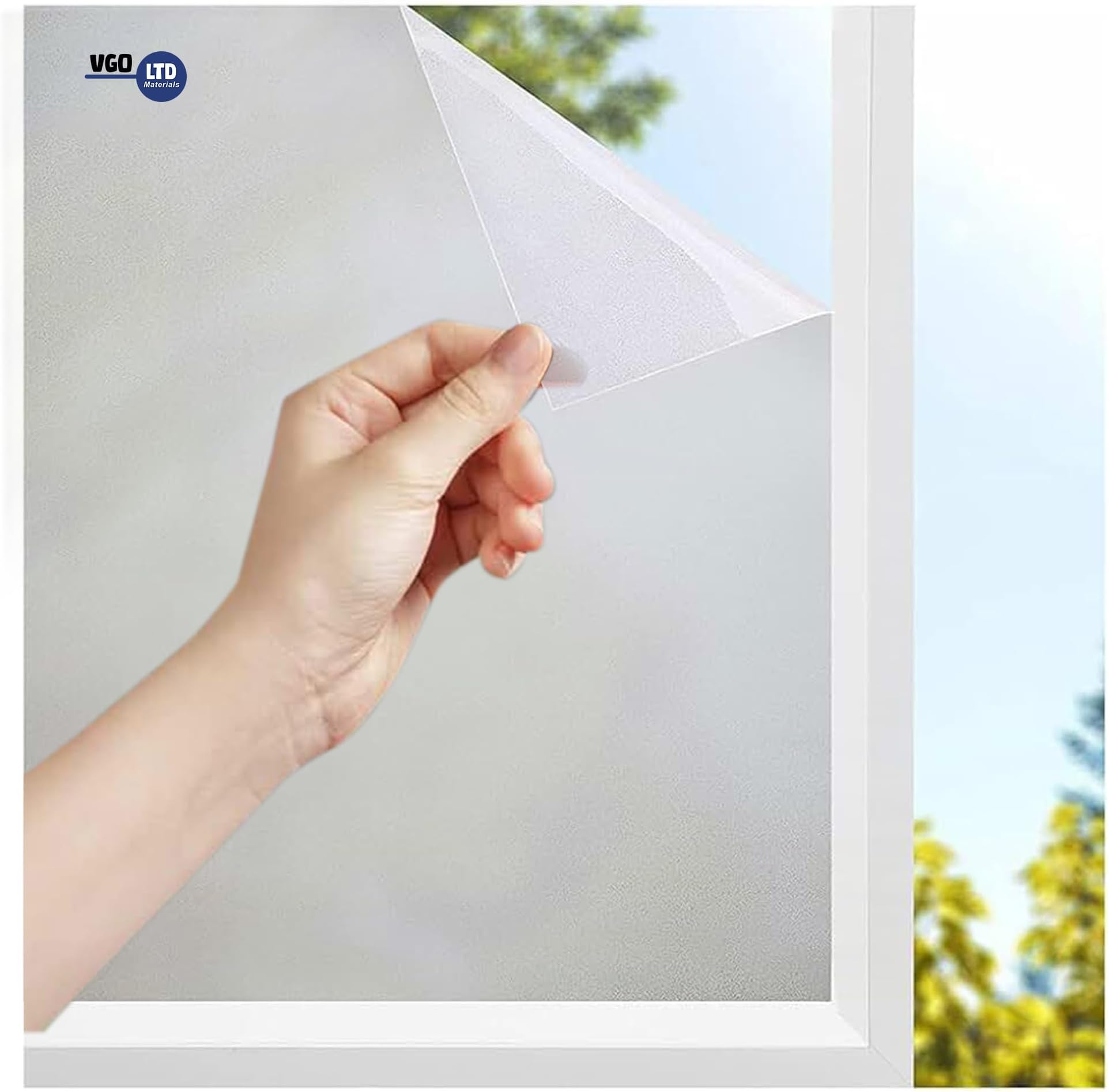 vgoltd Frosted Window Film Self Adhesive – Privacy Window Film for Glass Windows & Doors – Opaque Frosted Glass Effect Vinyl for Bathroom, Office & Home – Easy-to-Apply Privacy Film (30 x 200 cm)