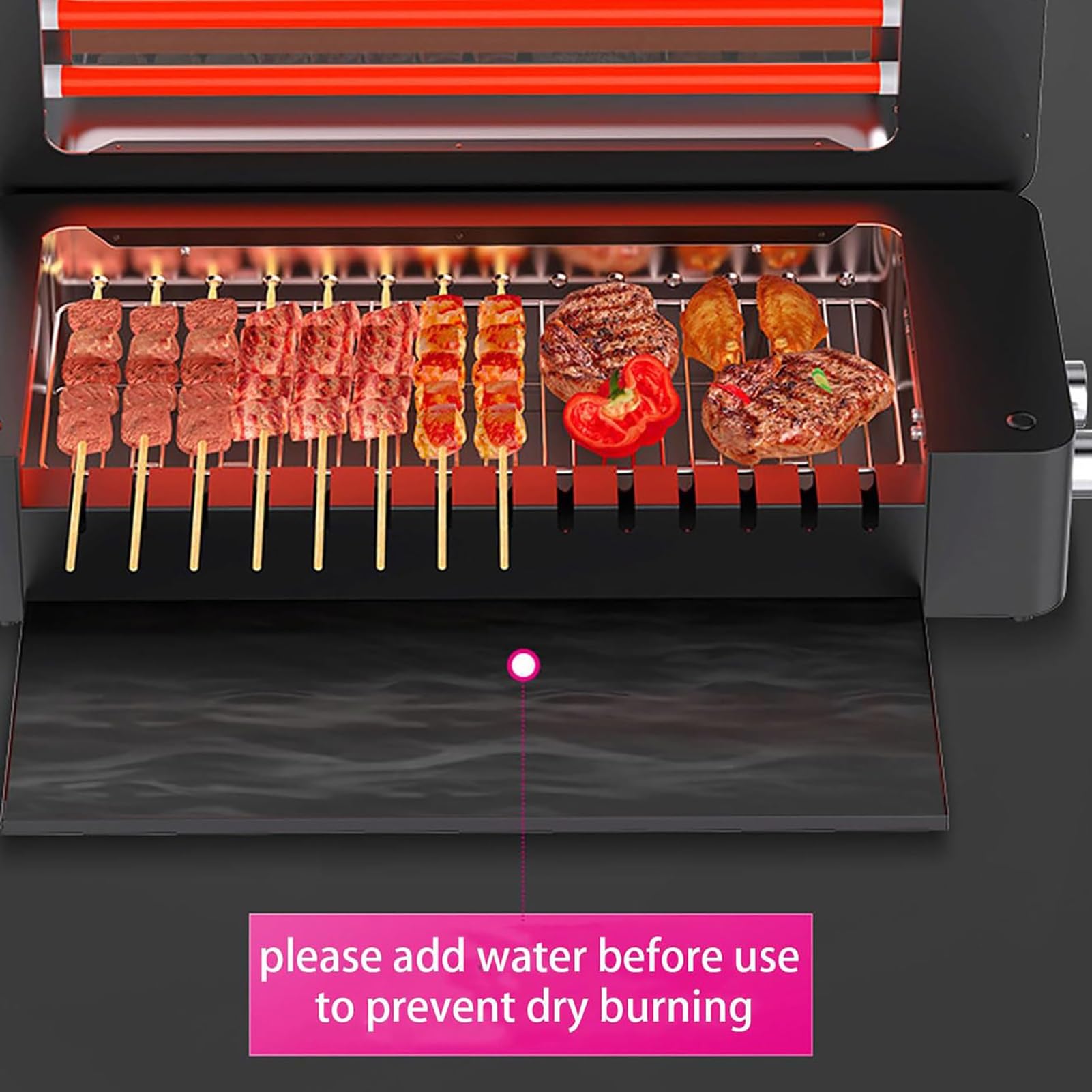 Elektryczny grill do kebaba, automatyczne obracające się szpikulce, domowy automatyczny grill elektryczny bezdymny, rolki ze stali nierdzewnej, obrót o 360°, łatwe czyszczenie na imprezy