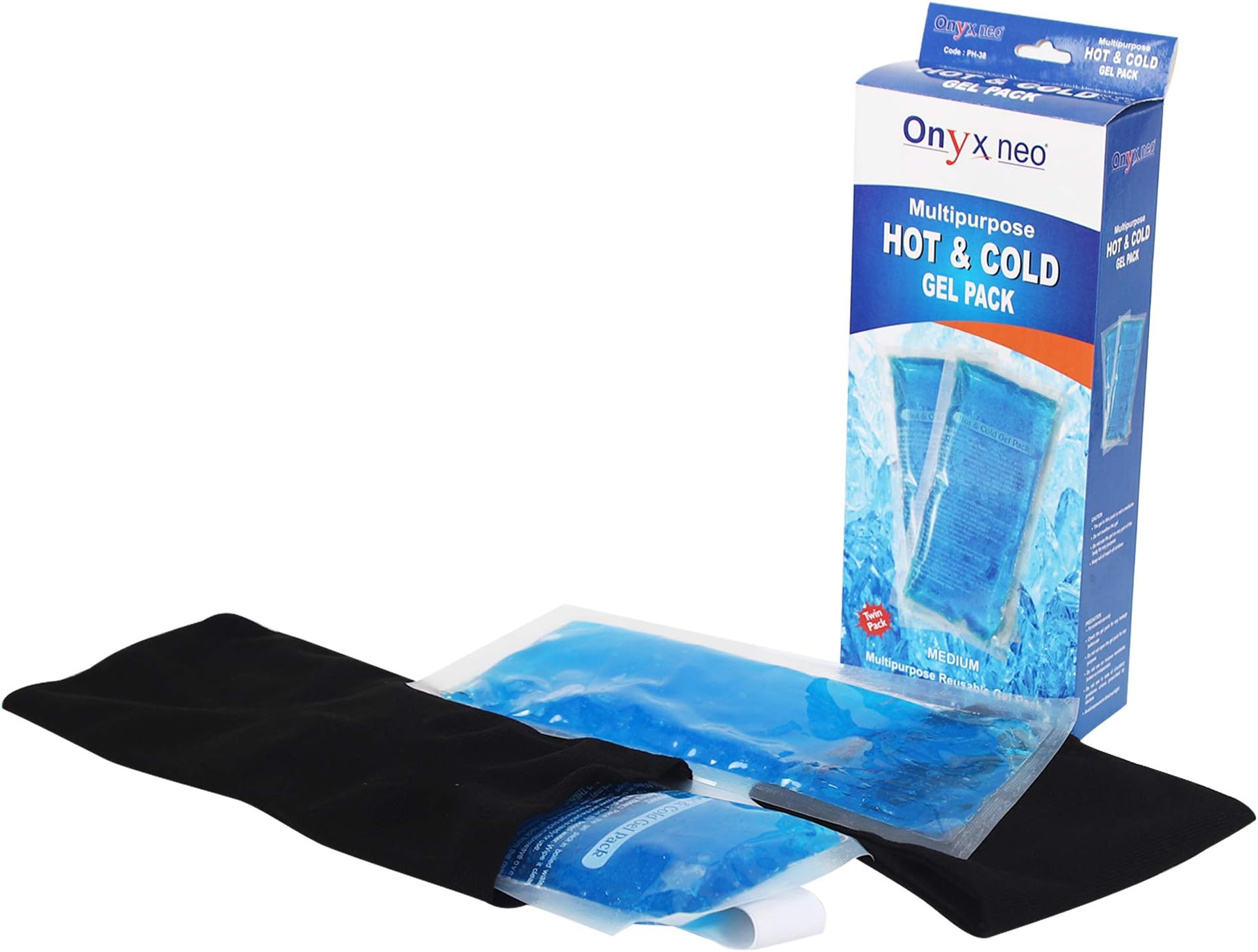 ONYXNEO Reusable Hot and Cold Gel Pack for Pain Relief - Multipurpose Hot/Cold Therapy Ice Pack (Medium, 125mm X 260mm)- Pack of 2