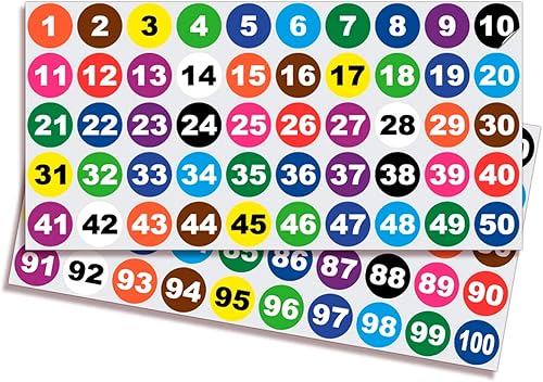 Miniatura 103 de iSYFIX Calcomanías amarillas de números consecutivos – 1 a 100, 2 pulgadas, 1 juego – Vinilo autoadhesivo de alta calidad, ideal para inventario