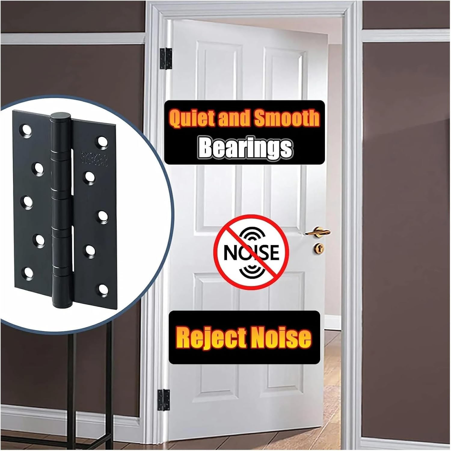 Stainless Steel Self Closing Reversible Door Hinge Black Door Hinges 4x4 Inch Square Corner Gate Hinges Heavy Duty Stainless Steel Door(Black)