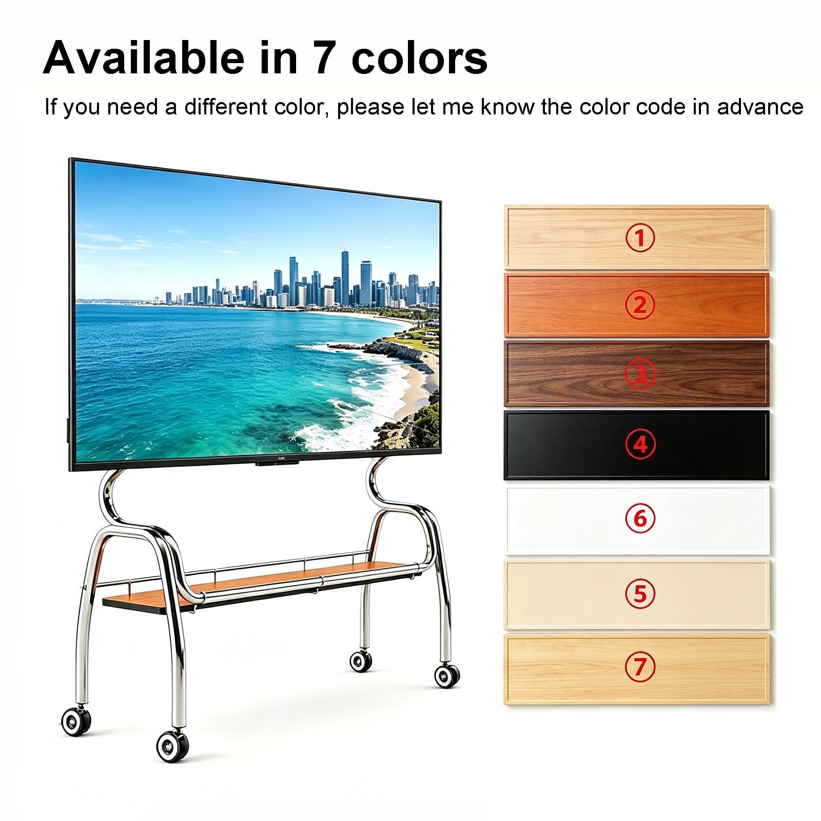 Supporto TV Mobile, Carrello TV Portatile Autoportante | Ruote Bloccabili a 360°, Ripiano Portaoggetti, Compatibile con TV Piatti da 32–75 Pollici(White,120cm/47in)