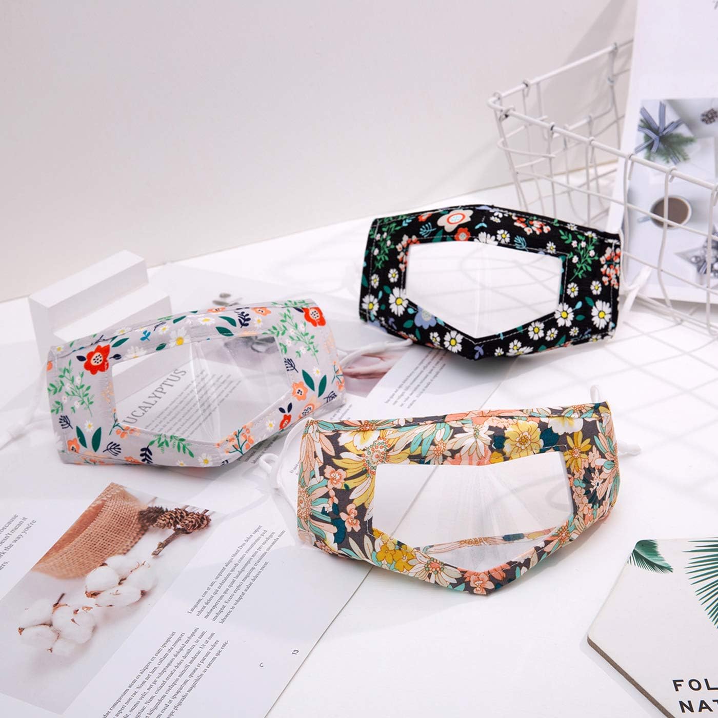 Reusable Clear Face Cloth Mask Bandanas with Clear Window Visible Expression Lip Reading for The Deaf and Hard of Hearing