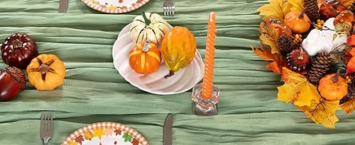 Miniatura 5 de Camino de mesa de gasa verde salvia, camino de mesa de tela de queso salvia transparente, gasa bohemia de 120 pulgadas, decoración de mesa de verano