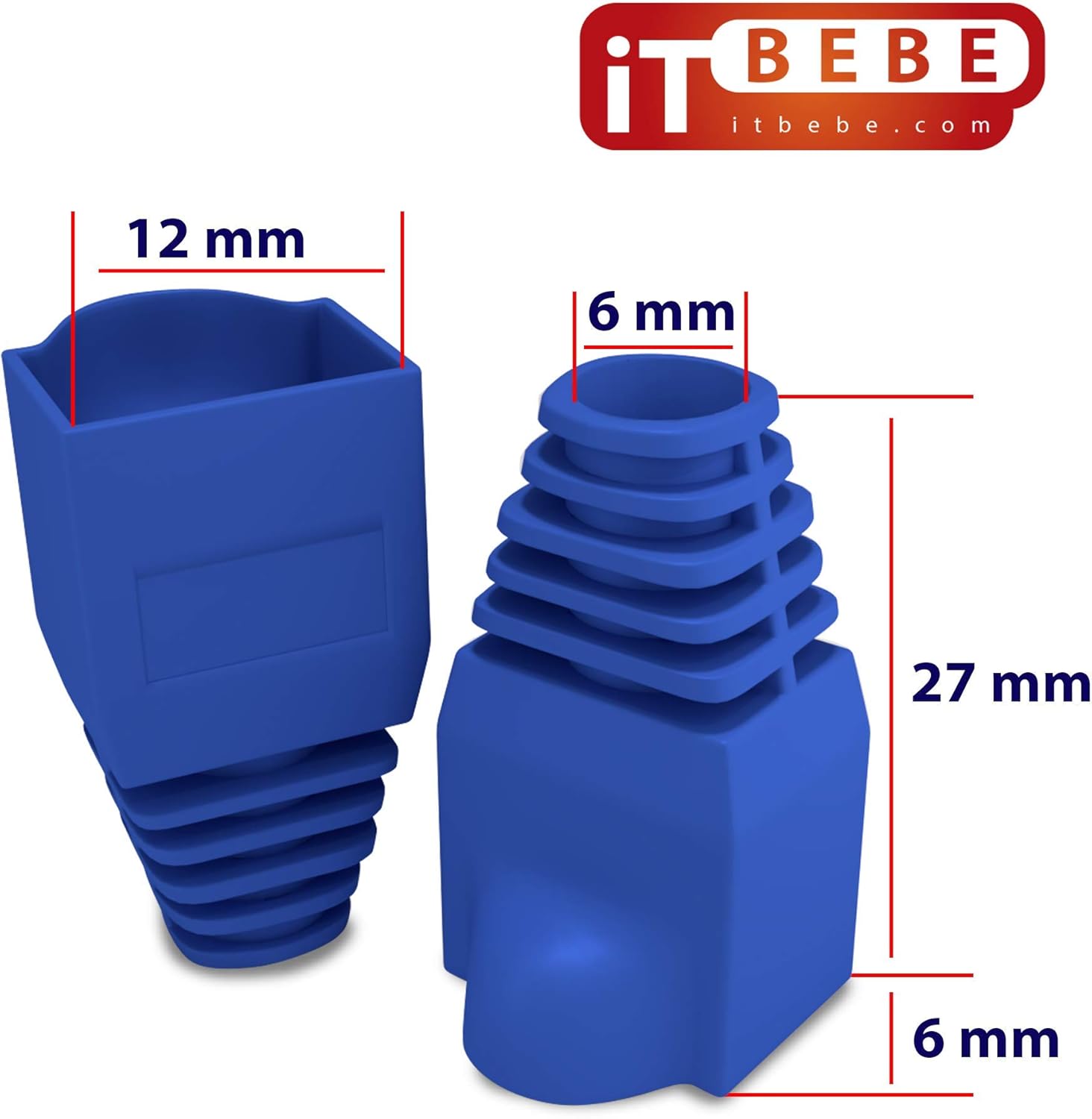 TBEBE 100 Sets of RJ45 Cat6 Pass-Through Connectors for 24 AWG Cables - 100 Pieces Cat6 Connectors Ends and 100 Pcs RJ45 Connectors Blue Strain Relief Boots for Clean, snag-Free ethernet Patch Cord