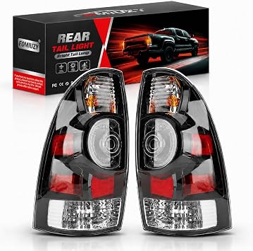Tail Light Assembly Fit Toyota Tacoma 2005 2006 2007 2008 2009 2010 2011 2012 2013 2014 2015 Rear Black LED Taillight Back Up Lamp Lens Cover Left Driver Right Passenger 8155004150 8156004150